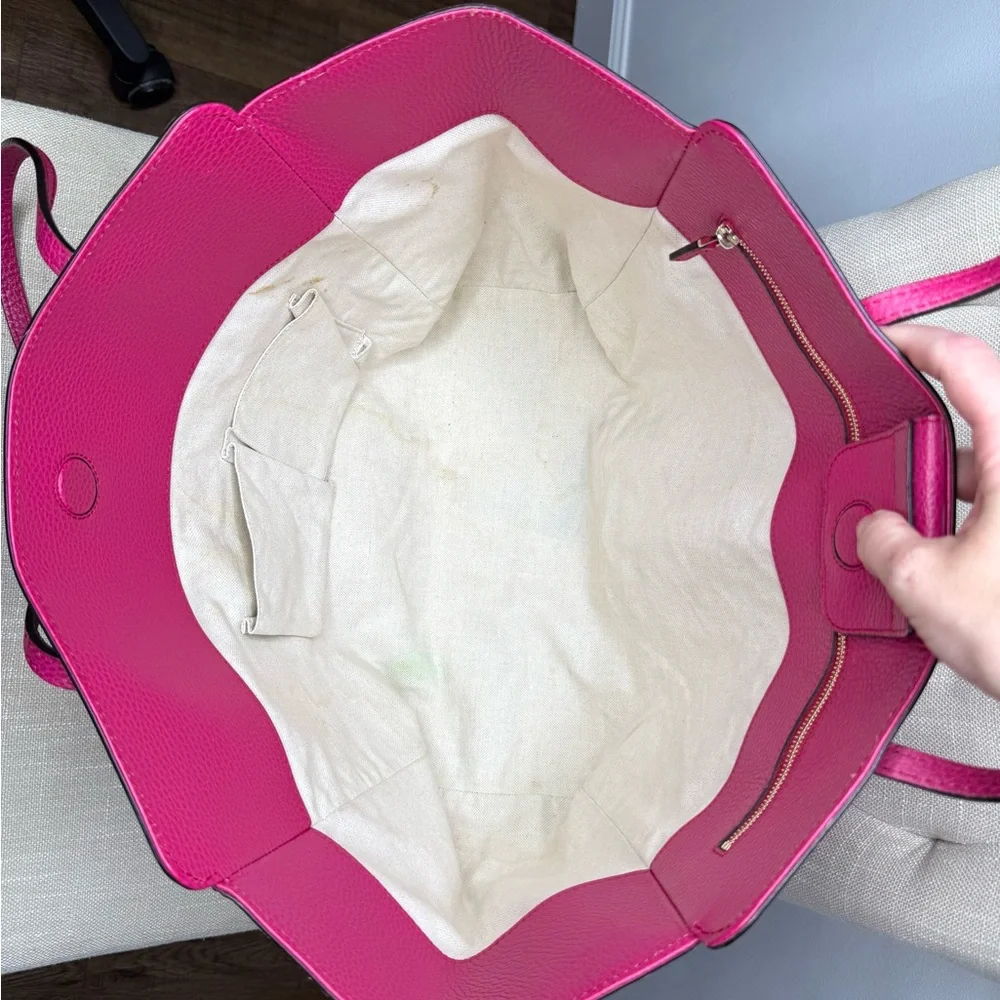 Gucci authentic pink leather large Swing tote bag beige lining